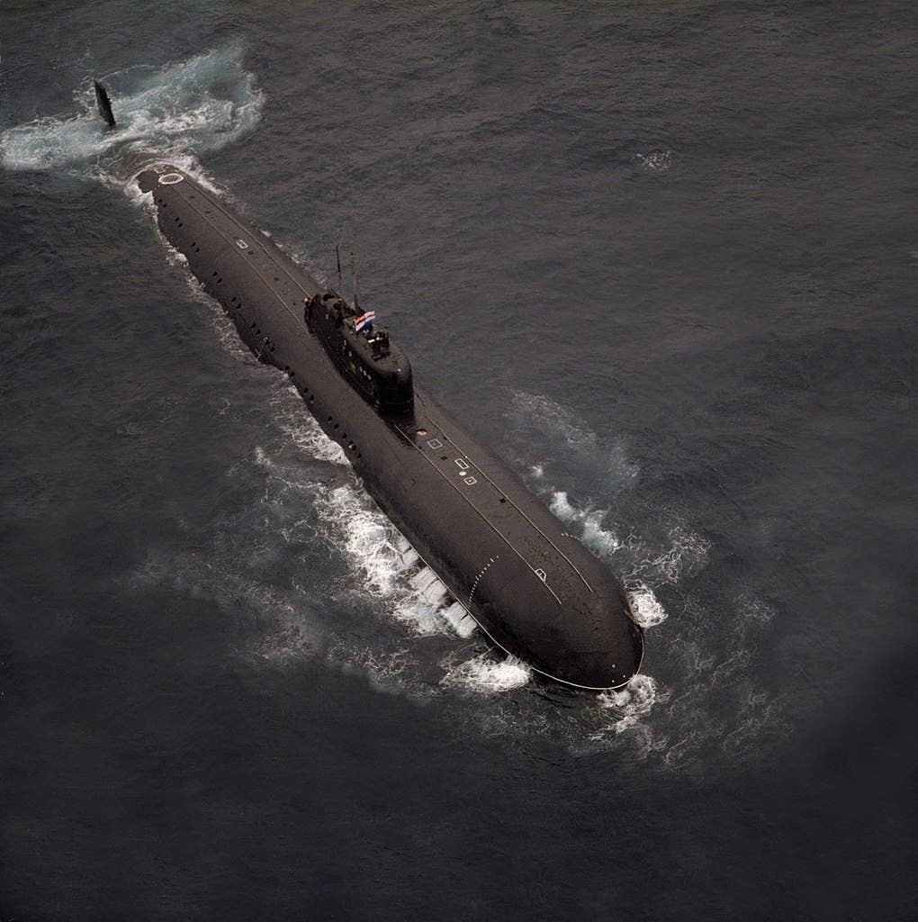India's first nuclear sub, the Charlie-class SSGN, dubbed the INS Chakra. (U.S. Navy photo)