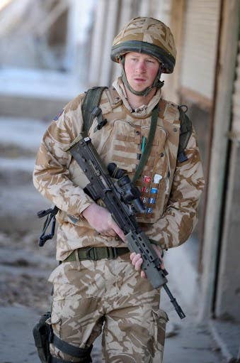 Prince Harry on patrol through the deserted town of Garmisir close to FOB Delhi, Helmand, Afghanistan in 2008.