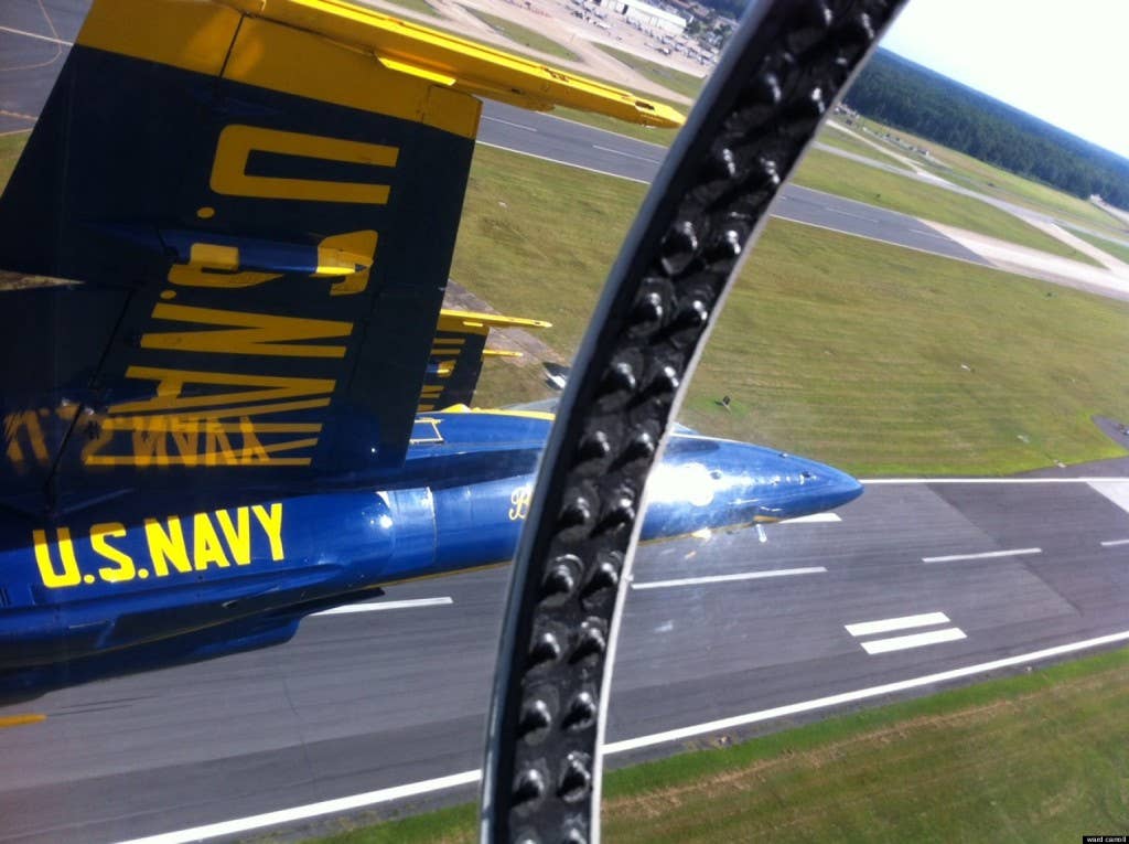 The author's POV during the echelon pass portion of his flight with the Blue Angels. (Photo: Ward Carroll)