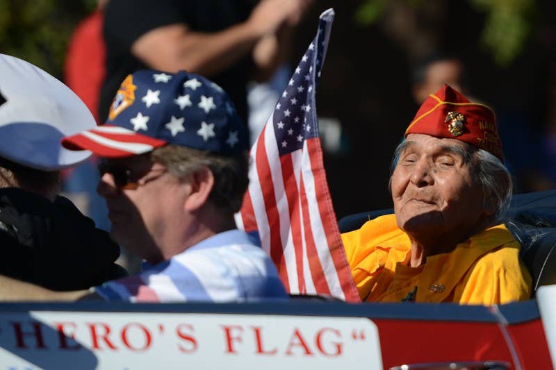 Joe Kellwood rides in the 2014 Phoenix Veterans Day Parade. (Photo by Lucas Carter)
