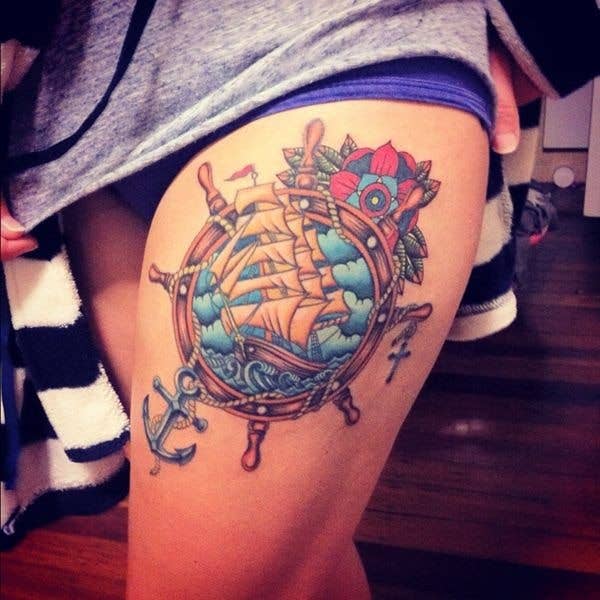 ship's wheel tattoo