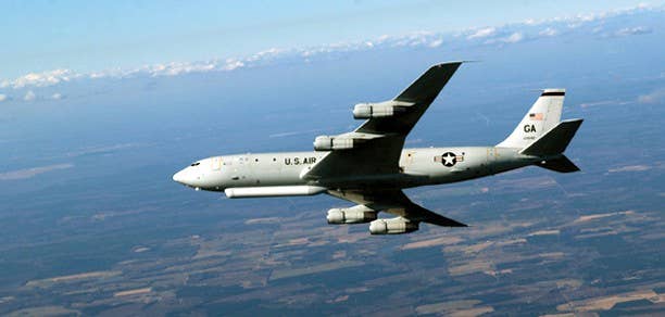 The E-8C Joint Surveillance Target Attack Radar System is a joint Air Force - Army program. The Joint STARS uses a multi-mode side looking radar to detect, track, and classify moving ground vehicles in all conditions deep behind enemy lines. The aircraft is the only airborne platform in operation that can maintain realtime surveillance over a corps-sized area of the battlefield. (U.S. Air Force photo by Staff Sgt. Shane Cuomo)