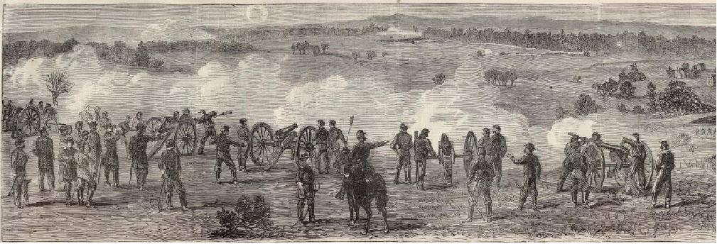 A Harper's Weekly illustration of the Battle of Kelly's Ford where Maj. John Puller was killed by cannon fire. (Illustration: Public Domain)