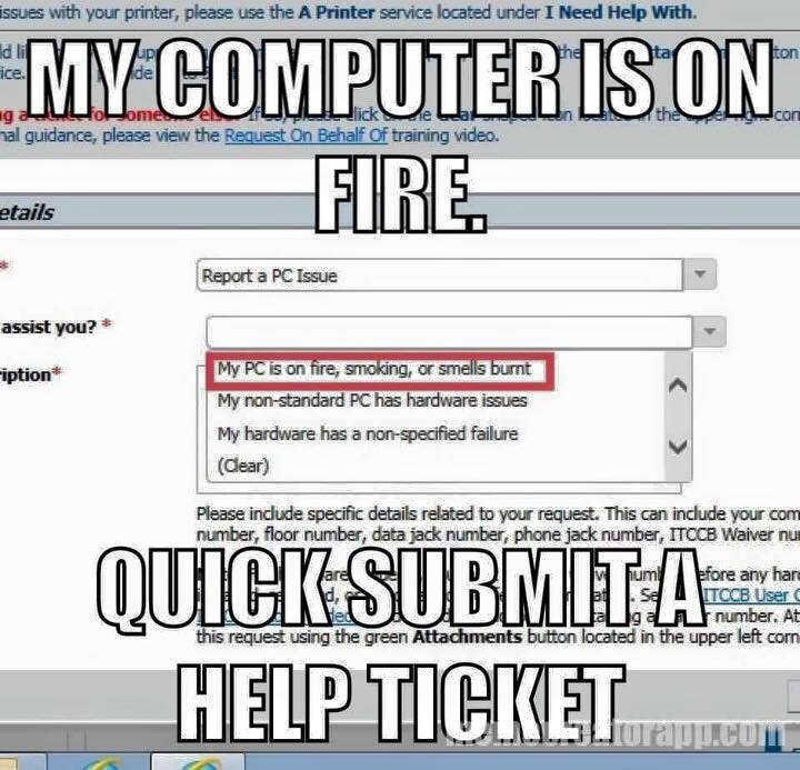 Forget the fire extinguisher. The computer guys will bring one with them.