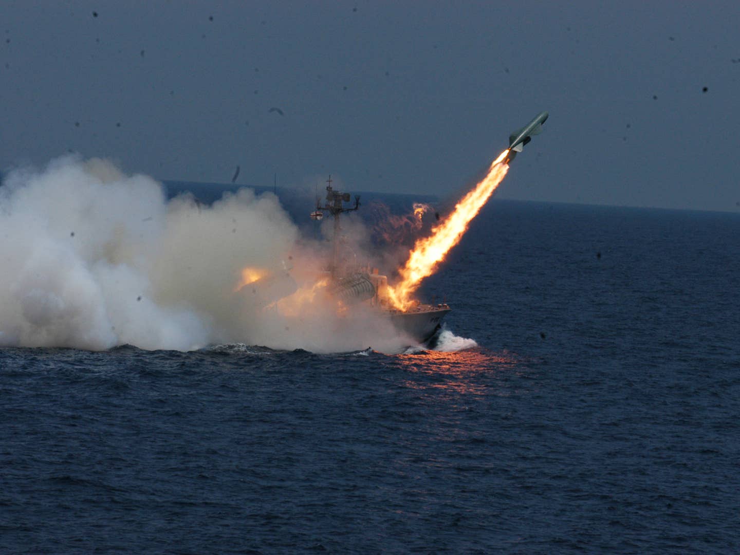 Code names were also assigned to ships, submarines, and missiles. This Indian Navy Osa-class missile boat is firing an SS-N-2 Styx anti-ship missile. (Indian Navy photo)