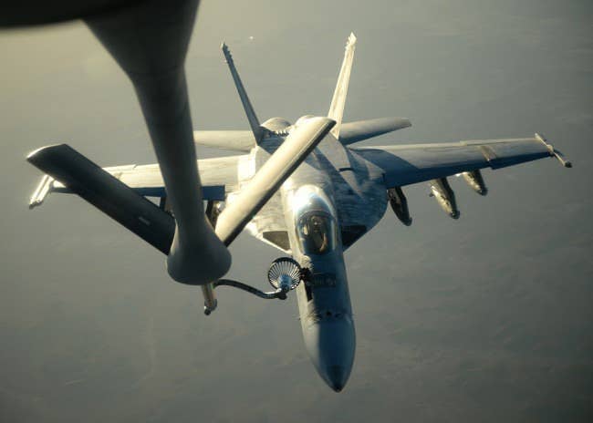 Super Hornet tanking from KC-135 (Photo: U.S. Air Force)