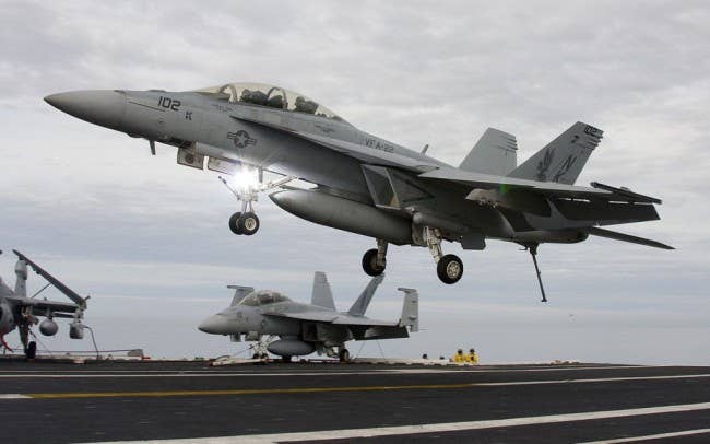 F/A-18F about to touch down. (Photo: U.S. Navy)