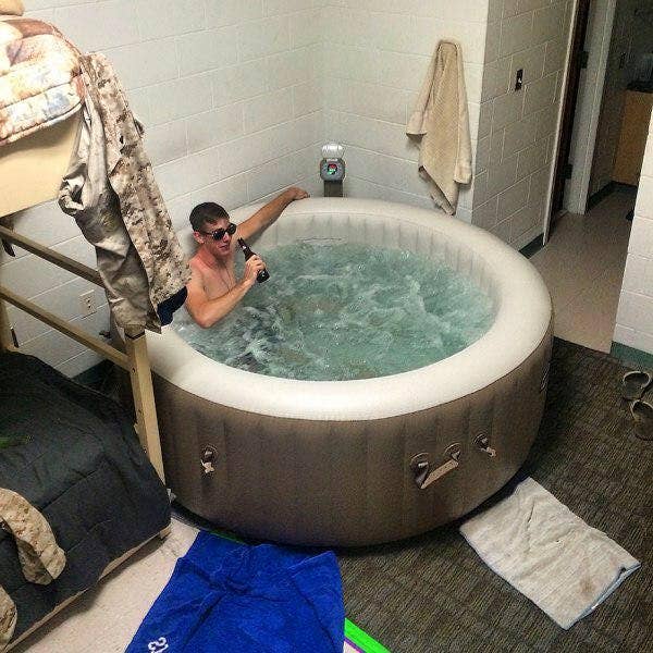 hot tub in the barracks