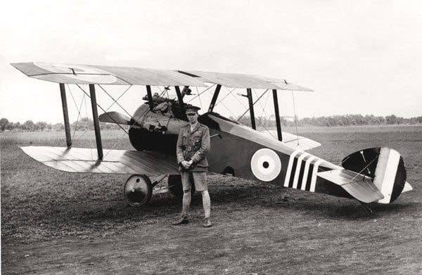 (Photo: The Canadian ace William Barker with his Sopwith Camel B6313.)