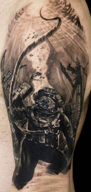 deep sea diver sailor tattoos