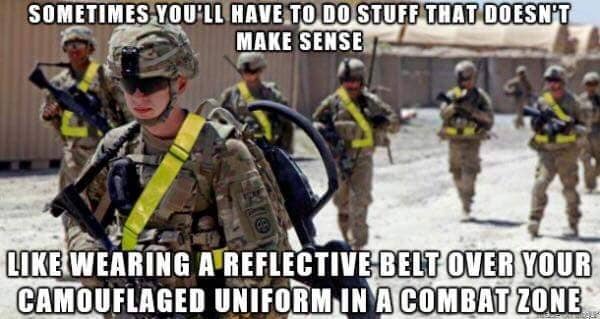 Duh, that's why they wear reflective belts that can only be seen by friendly forces. Wait. They can only be seen by friendly forces, right?