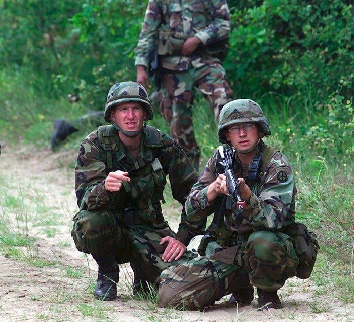 U.S. Army National Guard soldiers wear BDUs in woodland camouflage during a July 2000 field training exercise in Yavoriv, Ukraine. (Photo: US Air Force)
