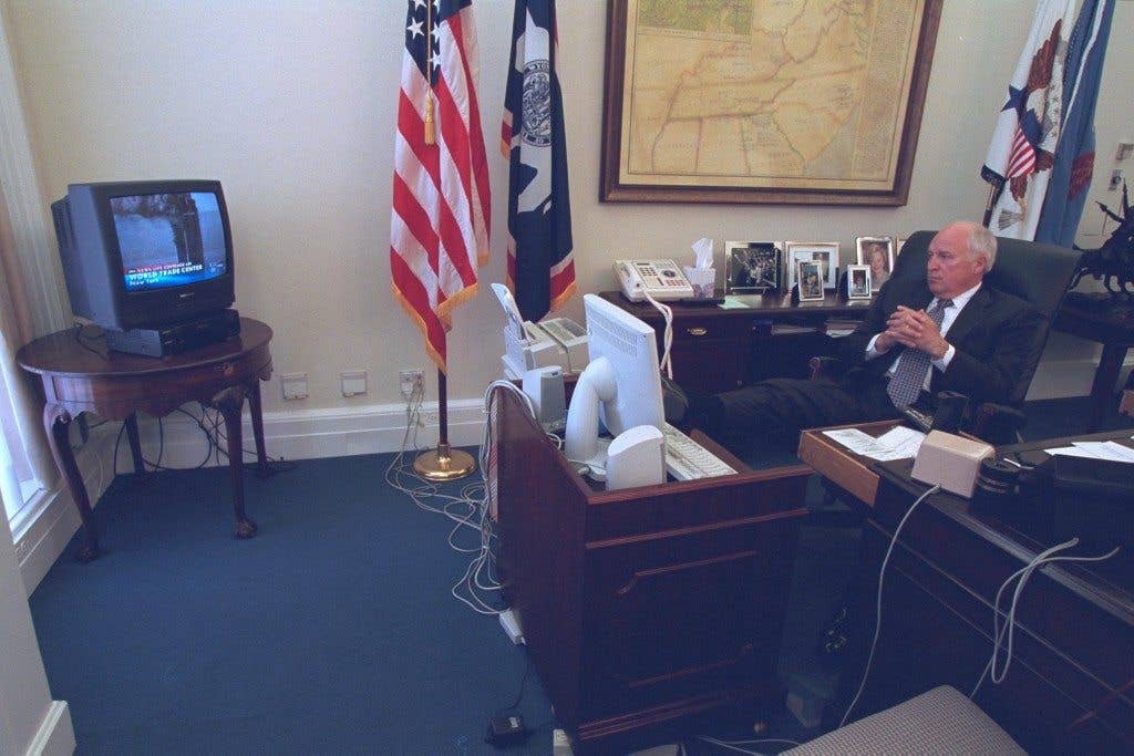 Vice President Cheney watches television Photo: The U.S. National Archives