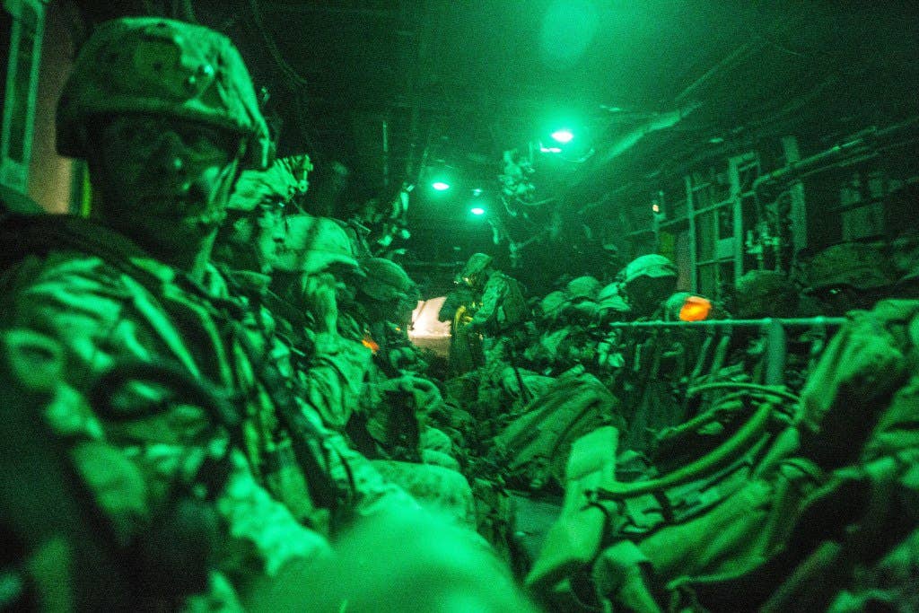 Marines sit in a CH-53E Super Stallion after conducting an embassy evacuation exercise. Photo: US Marine Corps Lance Cpl. Jodson B. Graves