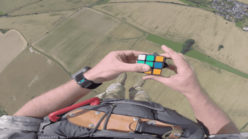 Here&#8217;s a video of a soldier jumping out of an airplane and solving a Rubik&#8217;s Cube