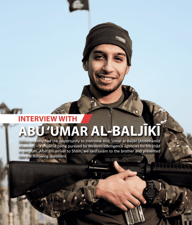 Abdelhamid Abaaoud's interview in Dabiq magazine. (Photo: Dabiq)