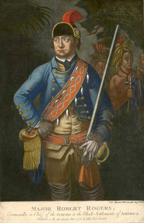 An interpretive portrait of Maj. Robert Rogers by Johann Martin Will. Portrait: Public Domain via Wikipedia
