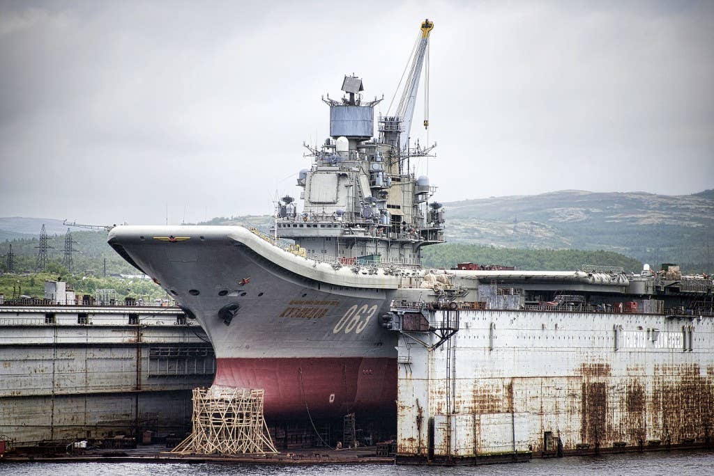 Russian Aircraft Carrier Admiral Kuznetsov in dry dock | Public Domain photo by Christopher Michel