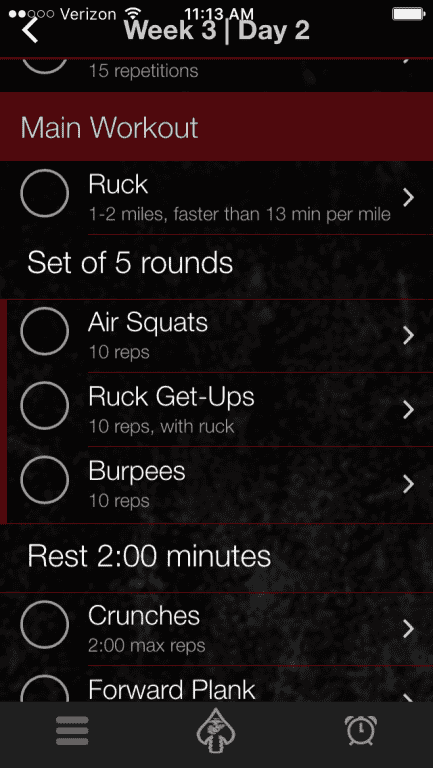 MARSOC fitness app screenshot