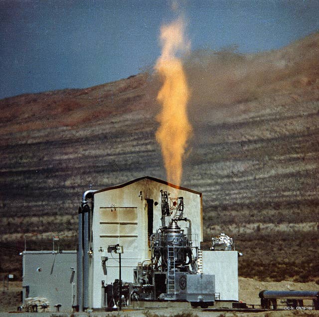 The Rover Kiwi-A engine undergoes testing. Photo: Los Alamos National Laboratory