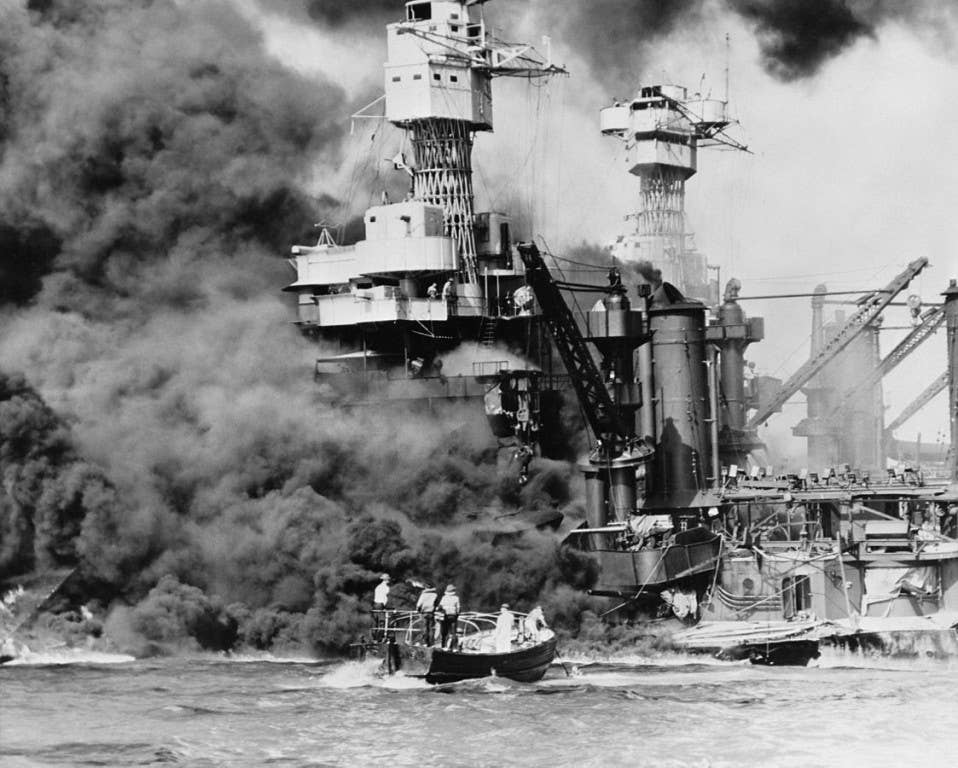 The USS West Virginia burns in Pearl Harbor. Photo: US Navy