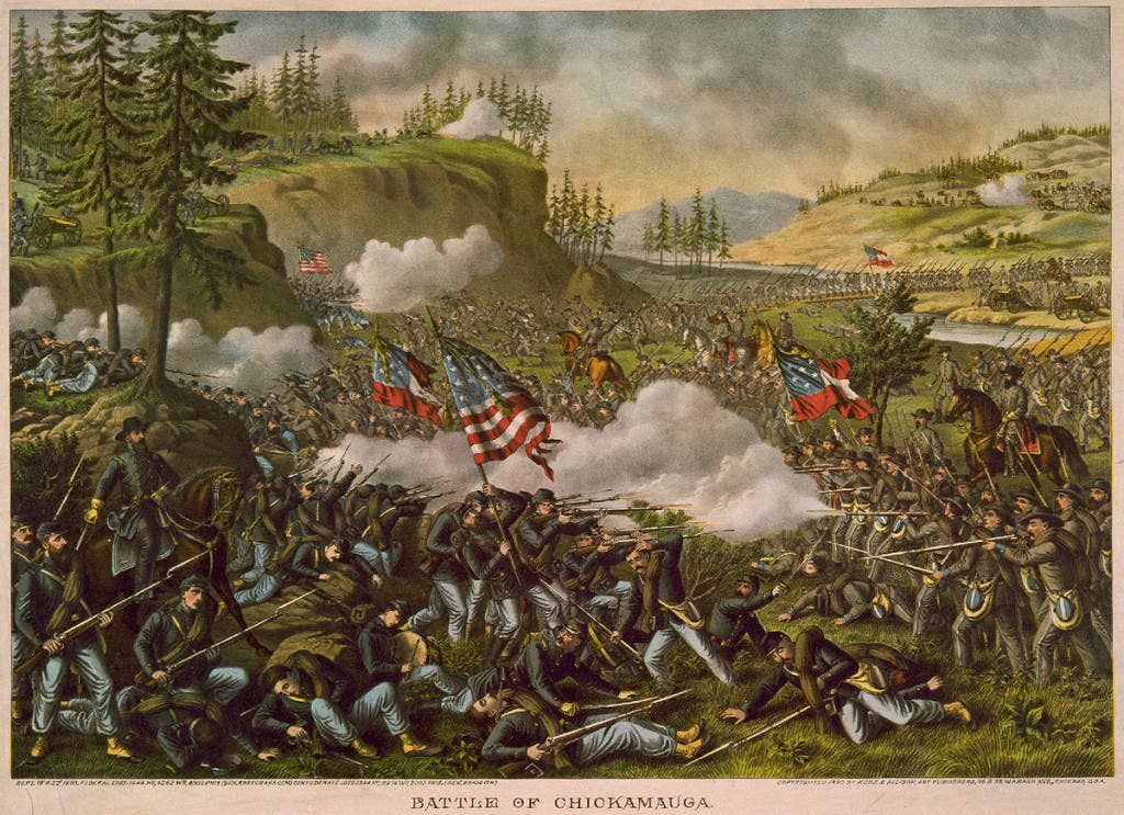 The Battle of Chickamauga raged from Sep. 19-20, 1863. Painting: Library of Congress