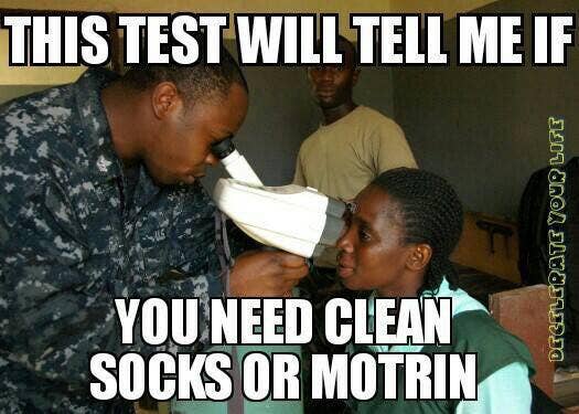 We all know the socks/Motrin dilemma is decided by how much Motrin you happen to have.
