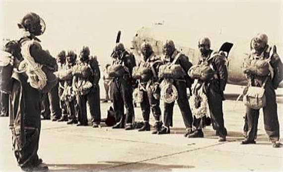 The men of the 555th Parachute Infantry Battalion before a jump. Photo: US Army