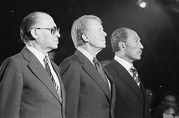 Israeli Prime Minister Menachem Begin, President Carter, and Egyptian President Anwar Sadat