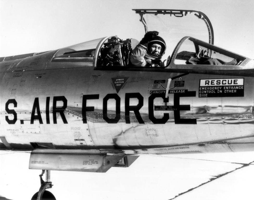 Chuck Yeager in the cockpit of an NF-104, December 4, 1963. (U.S. Air Force photo)
