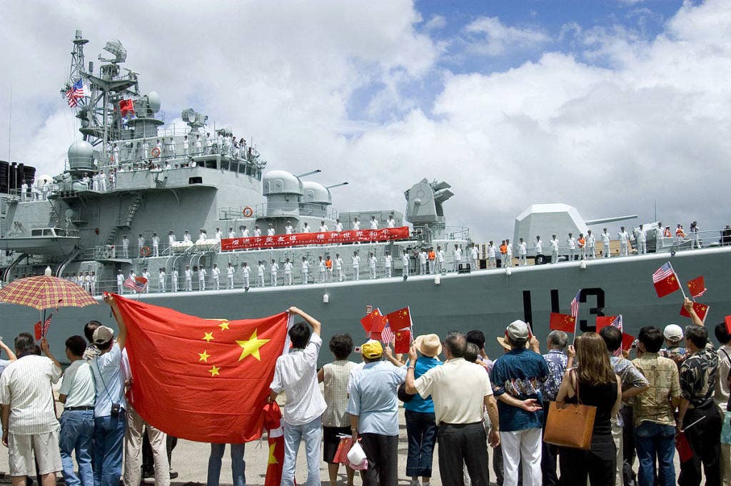 Chinese destroyer as part of one of the three most powerful militaries