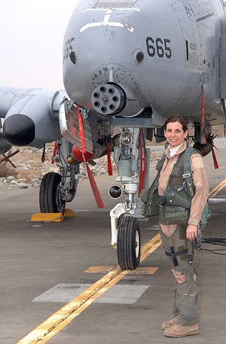 Then Lt.Col. McSally about to get her BRRRRTTT! on. (USAF photo)