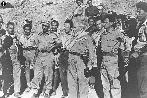 Ben Gurion (center)with Israeli forces in the Negev during the 1948 war.