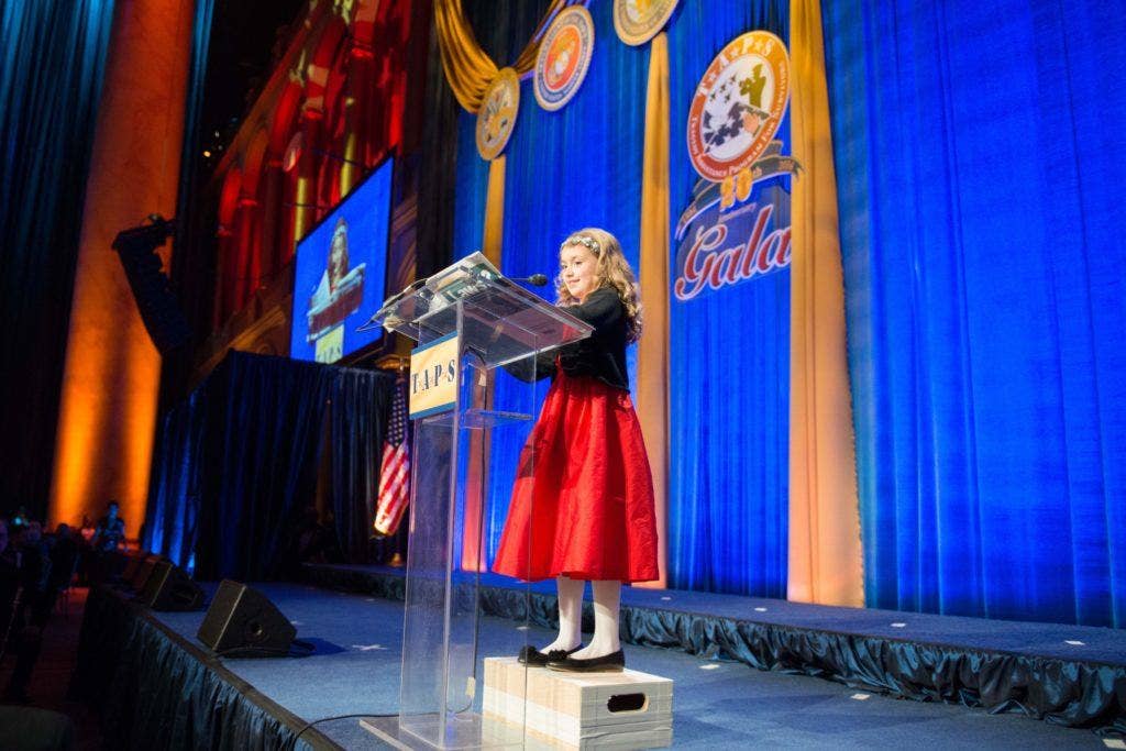 Lizzy introducing Gen. Dempsey at the TAPS Gala for the first time. (Photo: Erin Yaggy)