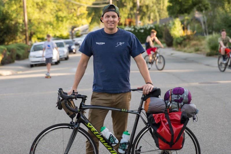 Everything Devin Faulkner will have for the ride is packed on his bike. Photo courtesy Devin Faulkner via his Go Fund Me page.