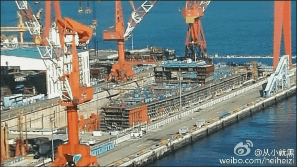 By late October 2015, with the installation of the 7.5-meter tall hangar below the soon to be flight deck, it's pretty certain that this hull is going to be China's first domestically built aircraft carrier. | Congressional Research Service
