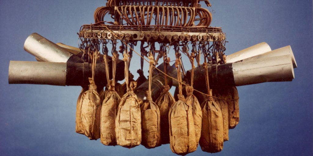 A chandelier, part of a Japanese balloon bomb recovered near Milton, Sask. in 1945.