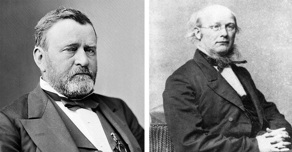 Ulysses S. Grant and Horace Greeley. Photos by Library of Congress, Prints and Photographs division.