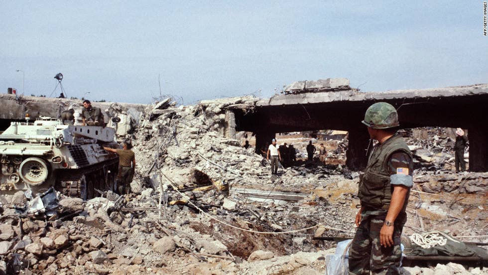 Marines search the rubble following a terrorist attack on the barracks that killed 241 troops on Oct. 23, 1983. (Photo: CNN)