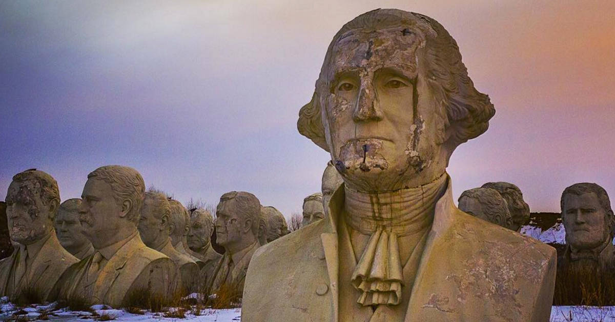 43 giant presidents&#8217; heads are sitting in the middle of a Virginia field