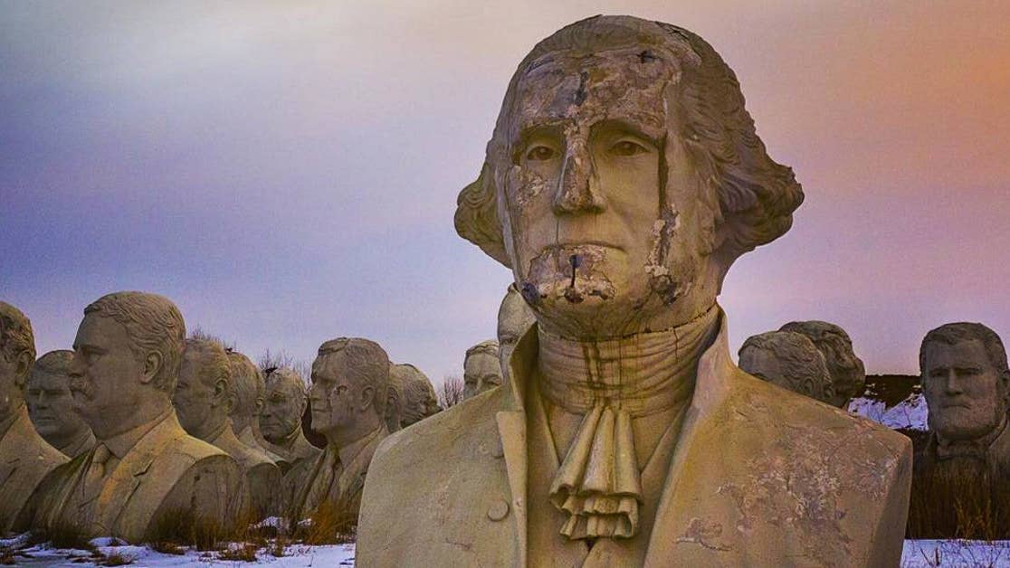 43 giant presidents&#8217; heads are sitting in the middle of a Virginia field