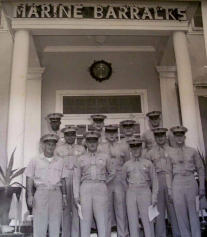 U.S. Marines in front of barracks at U.S. Naval Base Key West, FL in 1963
