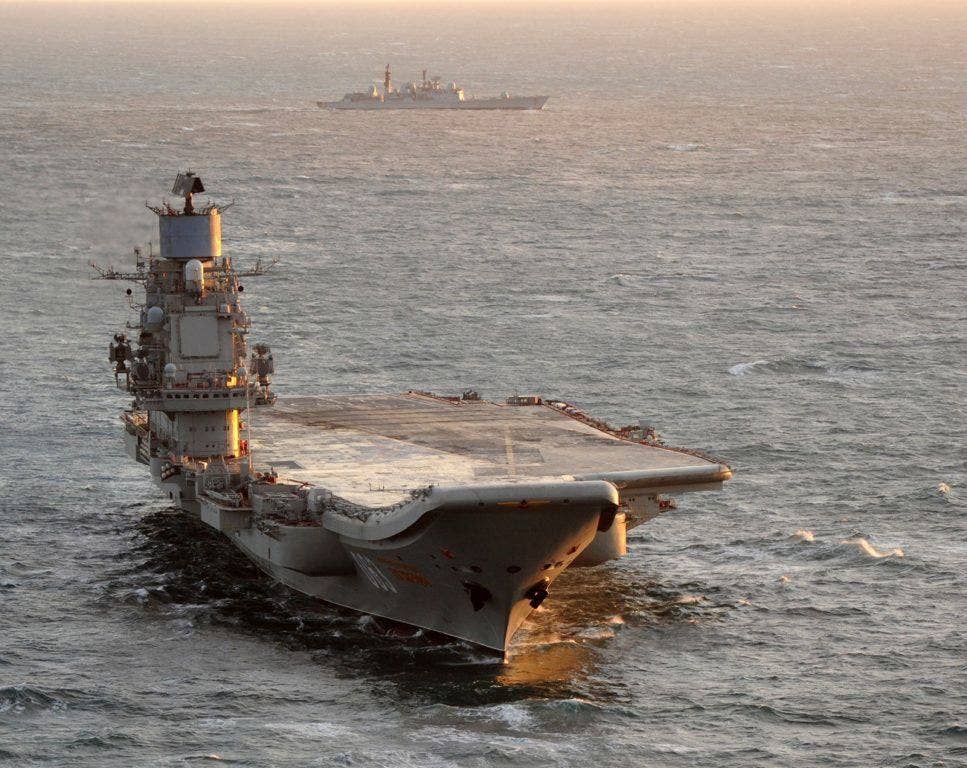 British destroyer HMS 'York' shadows 'Admiral Kuznetsov' in 2011. (Photo: U.K. Ministry of Defense)