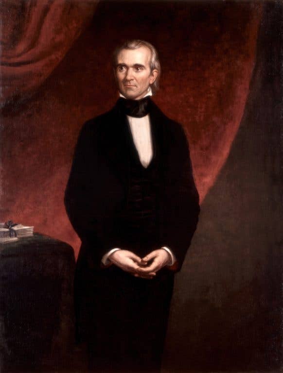 President James K. Polk was almost certainly not a snake that dressed up as a human, despite his appearance. (Portrait: George Peter Alexander Healy)