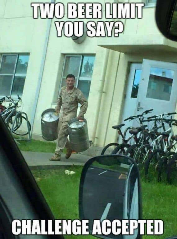 Meanwhile, sergeant major just wants to know where the Marine's cover is.
