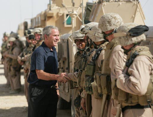 commander-in-chief in combat zone with marines