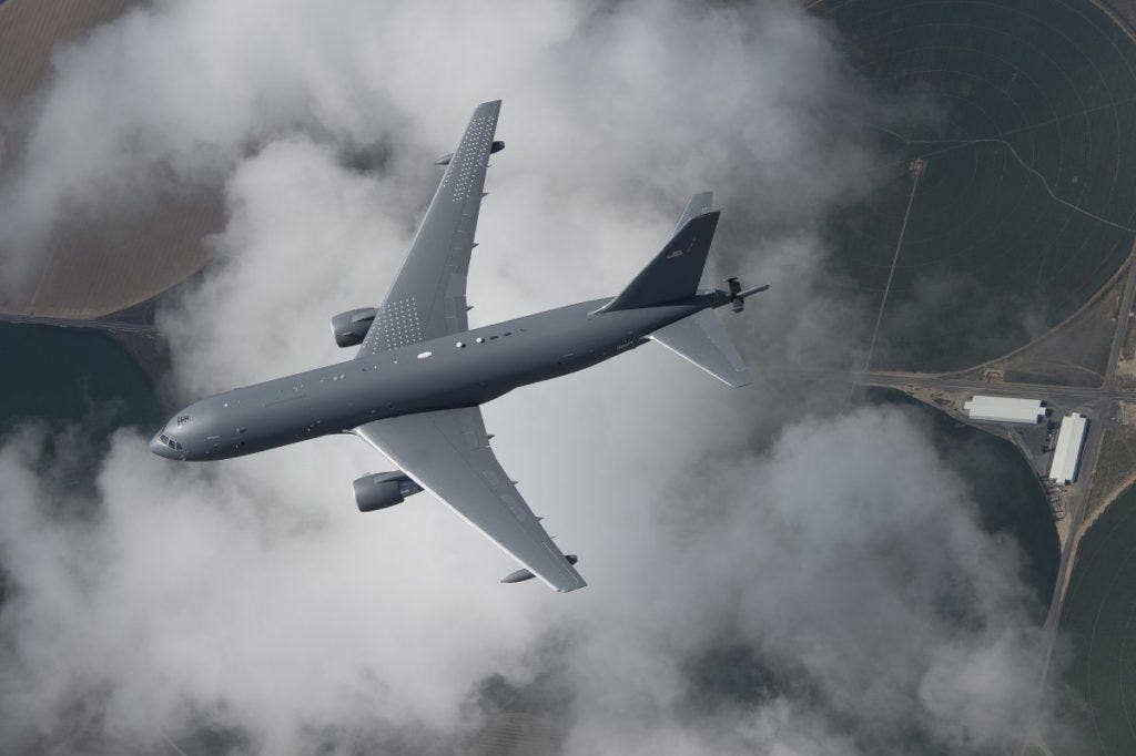Boeing KC-46 Tanker program first test aircraft (EMD1) flies with an aerial refueling boom installed on its fifth flight. | Boeing