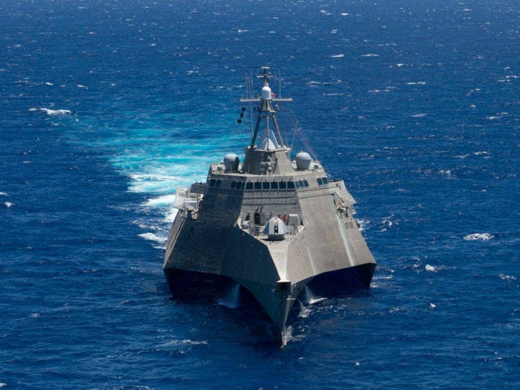The littoral combat ship USS Independence operates off the Hawaiian Islands during exercise RIMPAC 2014. | General Dynamics