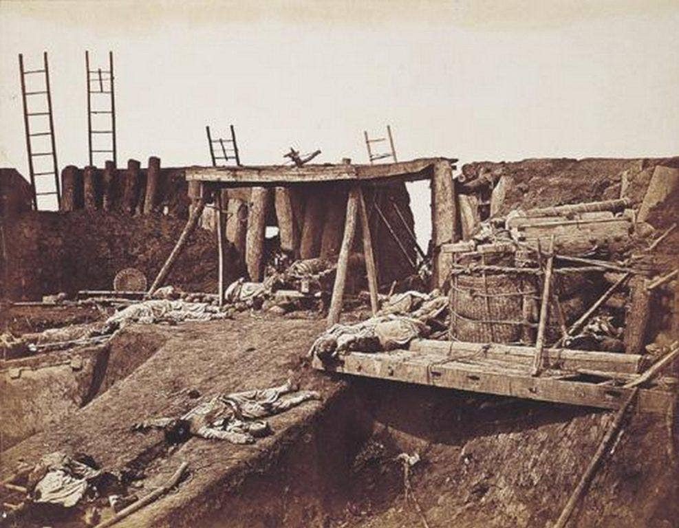 The inside of a Taku River fort after its capture in August 1860. Felice Beato feature