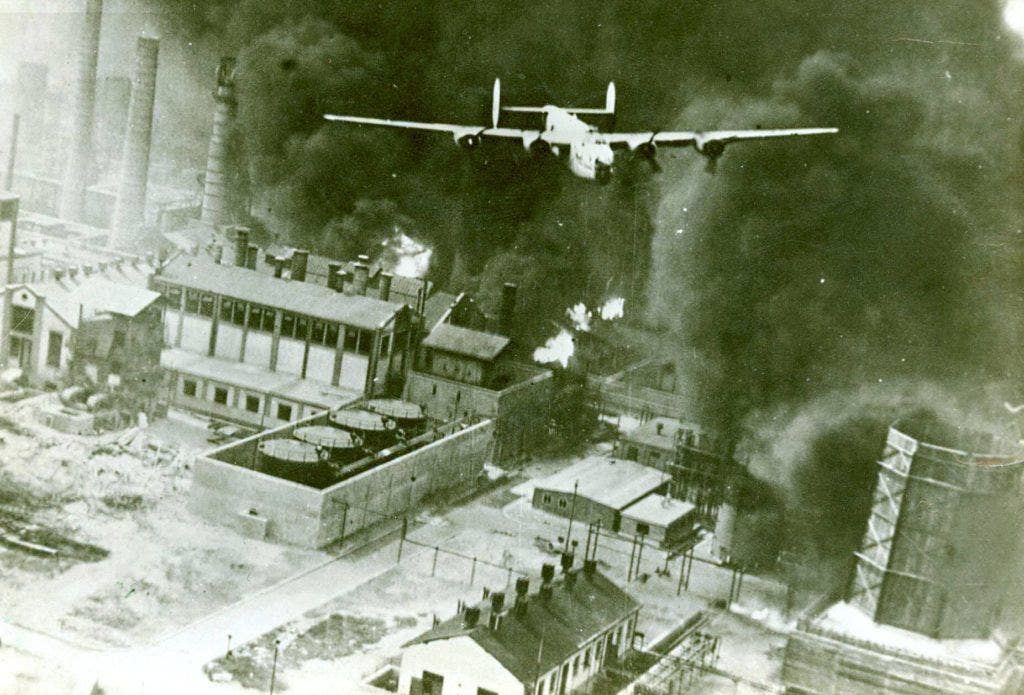 U.S. Army Air Forces hit the Axis oil fields in Ploesti, Romania, on Aug. 1, 1943 (U.S. Air Force photo)